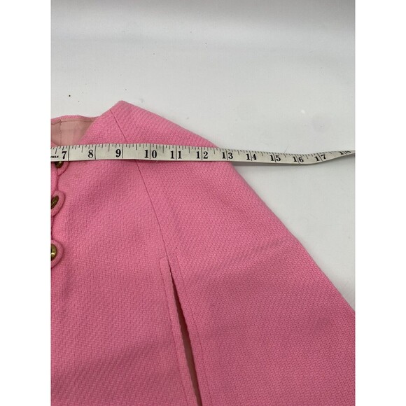Adorable Pink Little Girls Cape w￼/ 3 Buttons Arm holes 18” Long 1960s Poncho - Picture 15 of 16